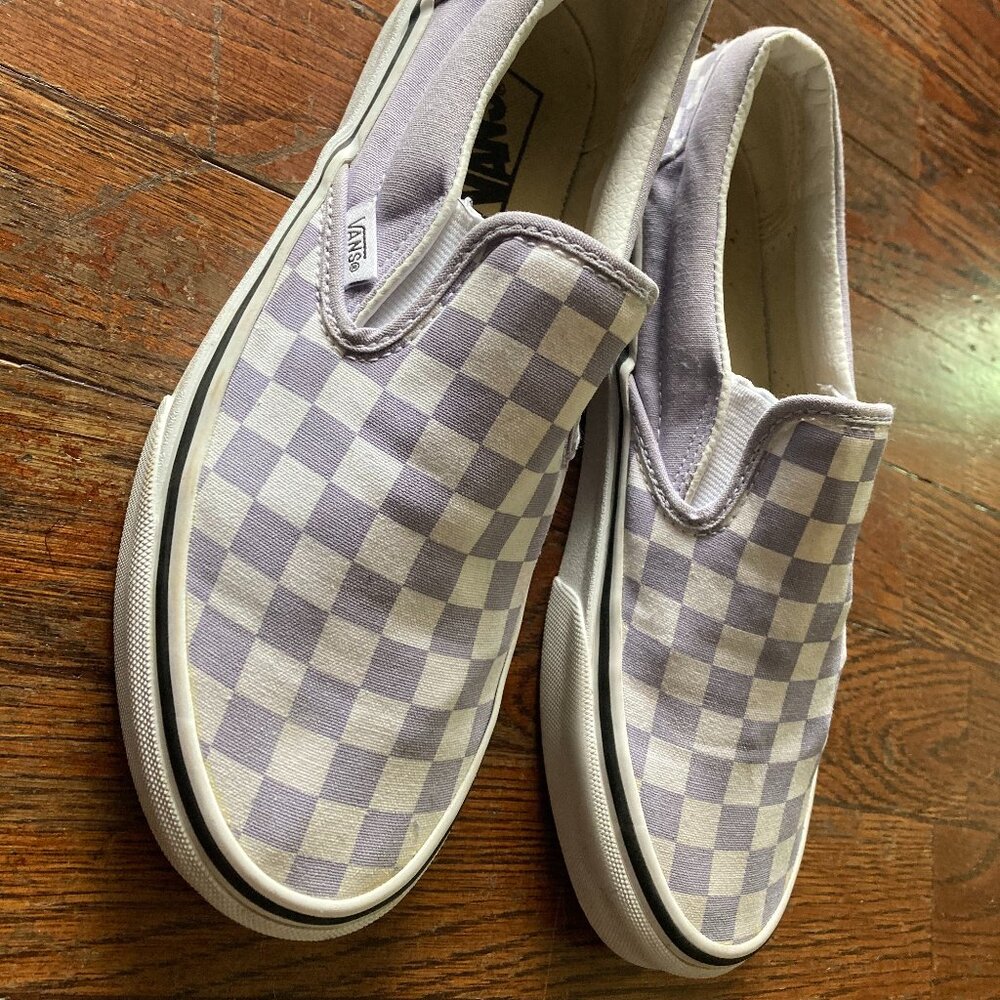 VANS checkered lavender slip ons - Picture 3 of 4